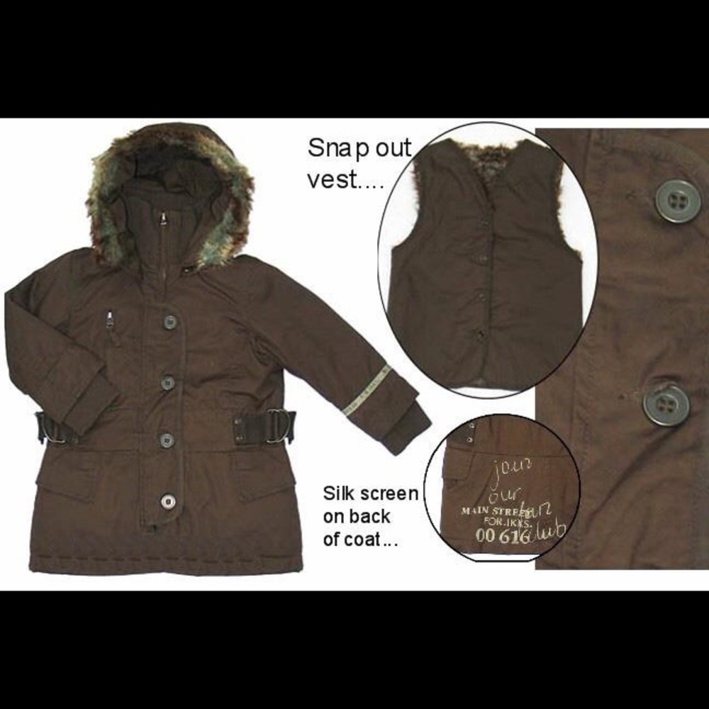 NEW Ikks 2-in-1 Girls Water-resistant Hooded Parka